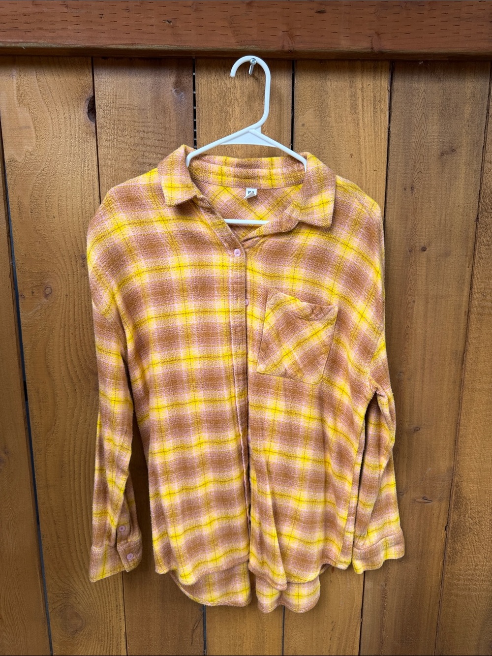 bp Yellow and Brown Plaid Button-Up Shirt